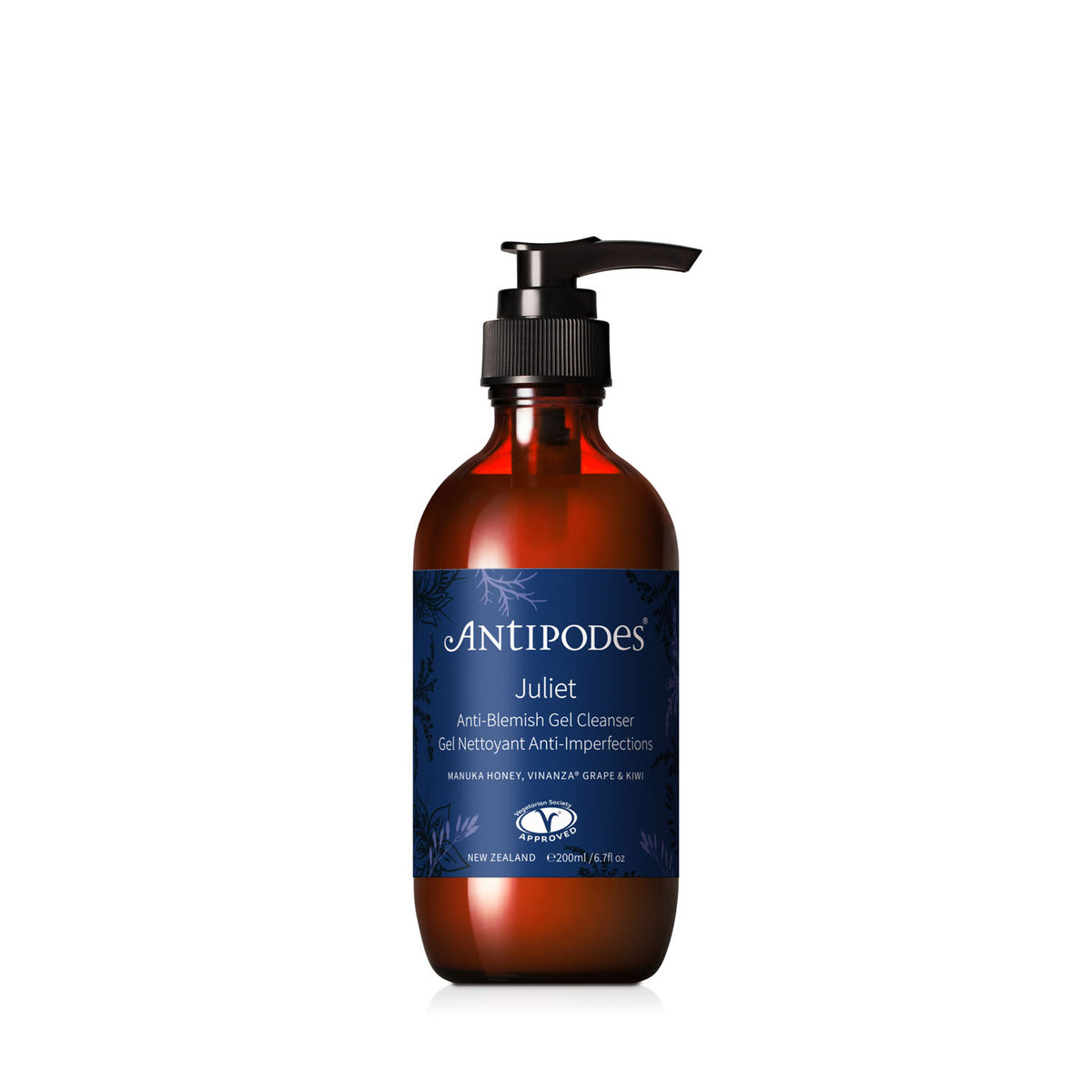 Antipodes Juliet Anti-Blemish Gel Cleanser bottle on a white background