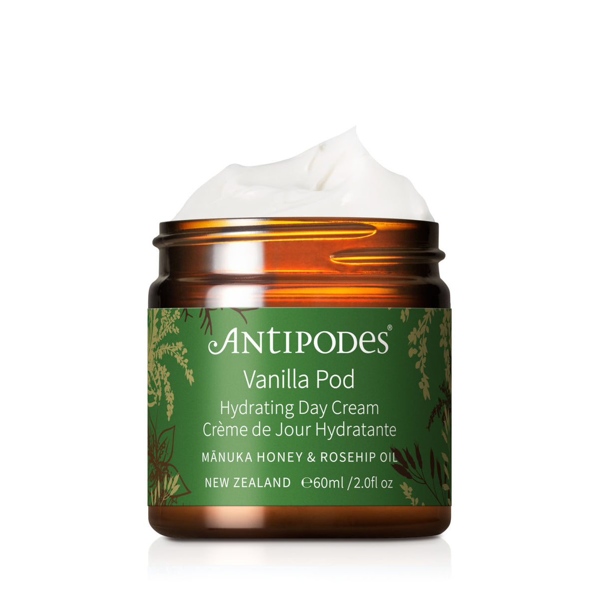 Antipodes Lime Caviar Collagen-Rich Firming Cream jar with green label on a white background
