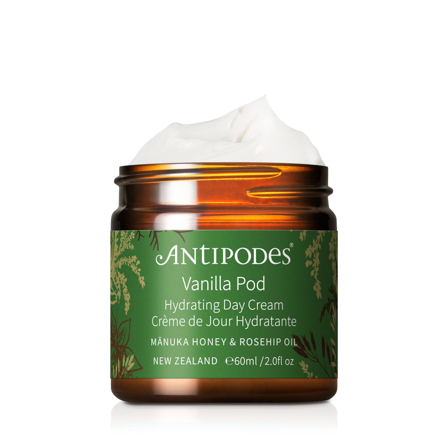 Antipodes Lime Caviar Collagen-Rich Firming Cream jar with green label on a white background
